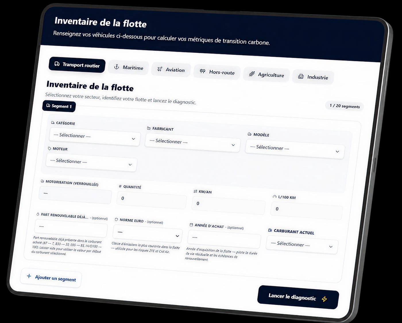 Diagnostic Flash Heeding — inventaire de flotte par secteur (version française)